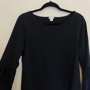 J Crew Bell Sleeve Black Top